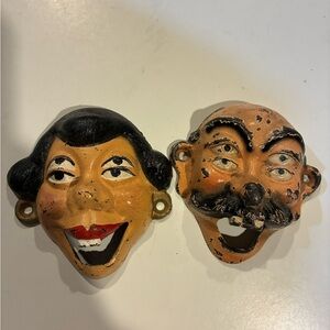 Vintage Four Eyed Cast Iron Face Bottle Openers